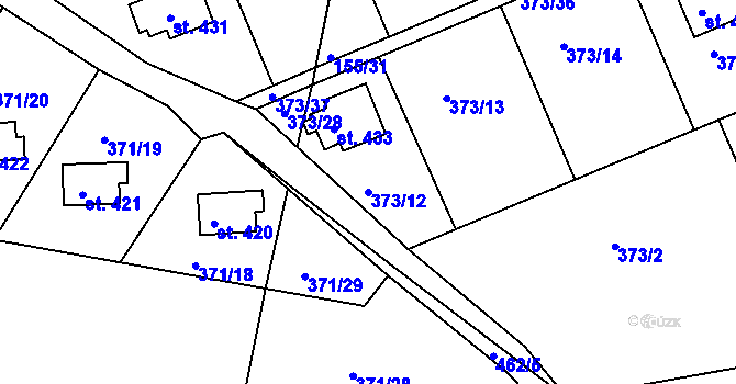Parcela st. 373/12 v KÚ Přestavlky u Slap, Katastrální mapa