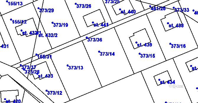 Parcela st. 373/14 v KÚ Přestavlky u Slap, Katastrální mapa