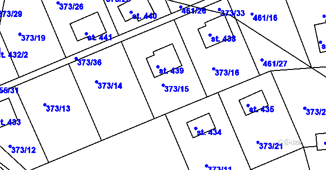 Parcela st. 373/15 v KÚ Přestavlky u Slap, Katastrální mapa
