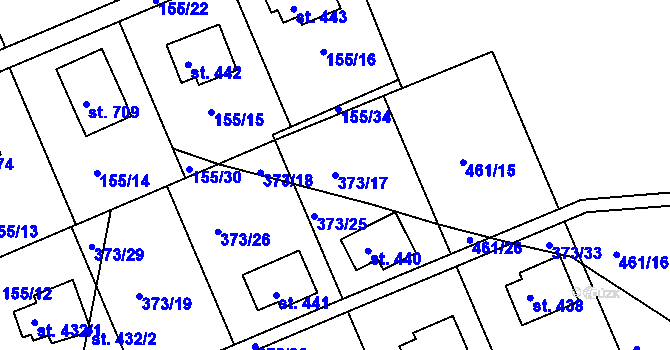 Parcela st. 373/17 v KÚ Přestavlky u Slap, Katastrální mapa