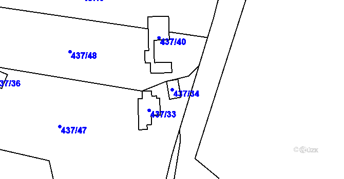 Parcela st. 437/34 v KÚ Přestavlky u Slap, Katastrální mapa