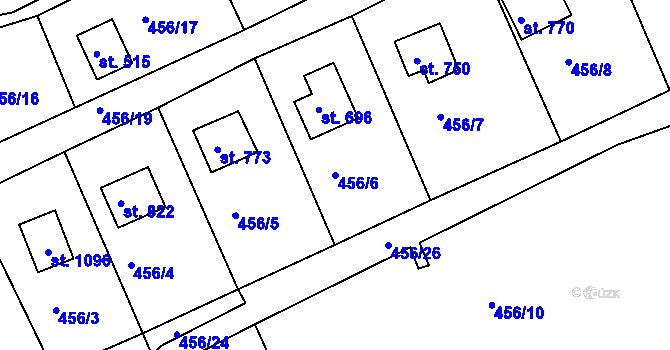 Parcela st. 456/6 v KÚ Přestavlky u Slap, Katastrální mapa