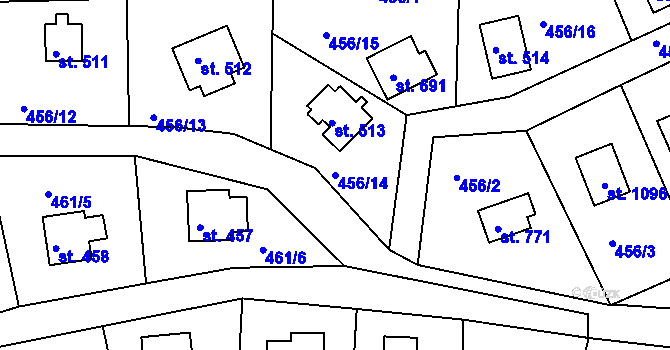 Parcela st. 456/14 v KÚ Přestavlky u Slap, Katastrální mapa