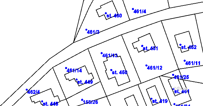 Parcela st. 461/13 v KÚ Přestavlky u Slap, Katastrální mapa