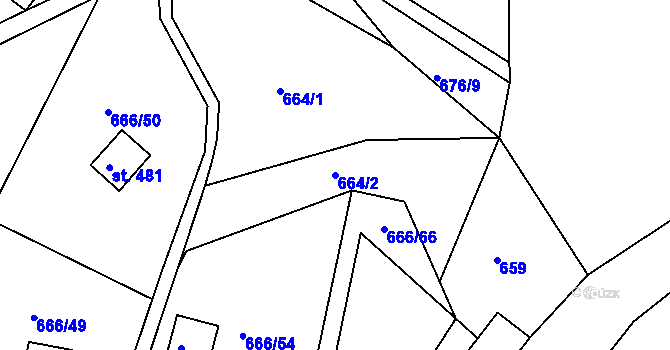 Parcela st. 664/2 v KÚ Přestavlky u Slap, Katastrální mapa
