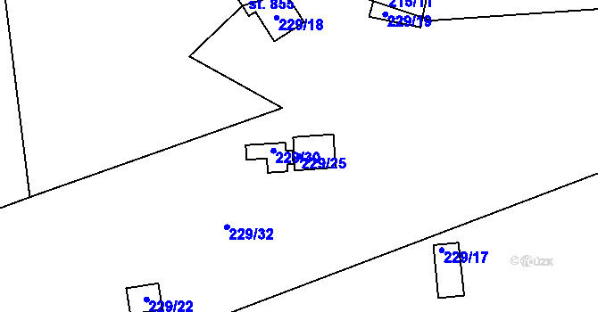 Parcela st. 229/25 v KÚ Přestavlky u Slap, Katastrální mapa