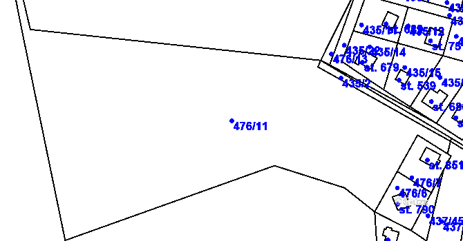 Parcela st. 476/11 v KÚ Přestavlky u Slap, Katastrální mapa