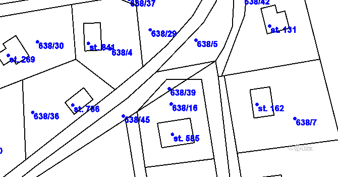 Parcela st. 638/39 v KÚ Přestavlky u Slap, Katastrální mapa