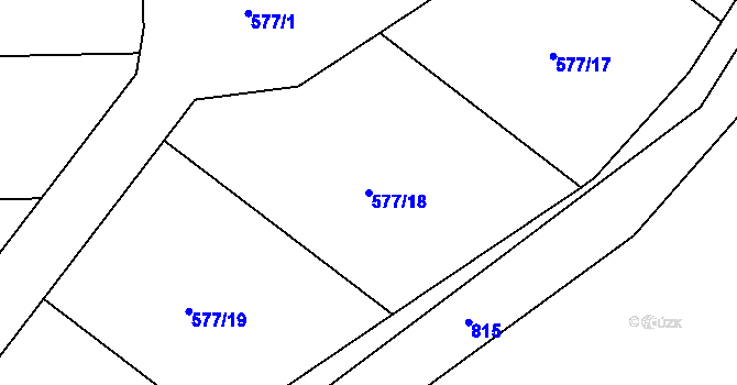 Parcela st. 577/18 v KÚ Přestavlky u Slap, Katastrální mapa