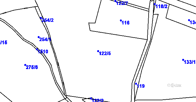 Parcela st. 122/5 v KÚ Přestavlky u Slap, Katastrální mapa