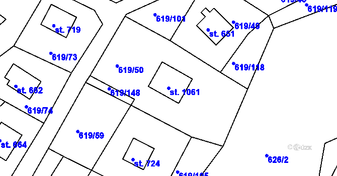 Parcela st. 1061 v KÚ Přestavlky u Slap, Katastrální mapa