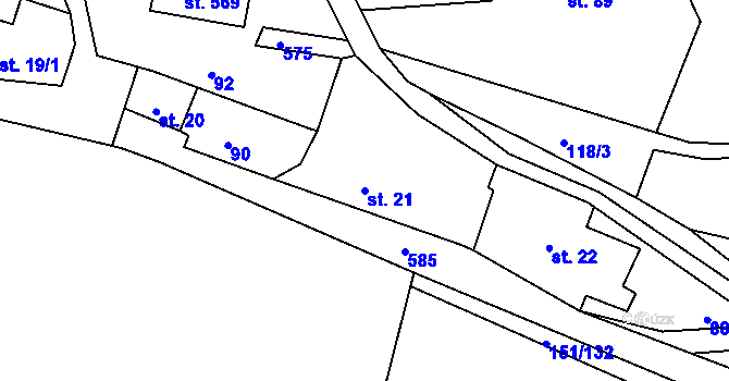 Parcela st. 21 v KÚ Slapy nad Vltavou, Katastrální mapa