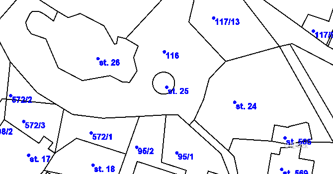 Parcela st. 25 v KÚ Slapy nad Vltavou, Katastrální mapa