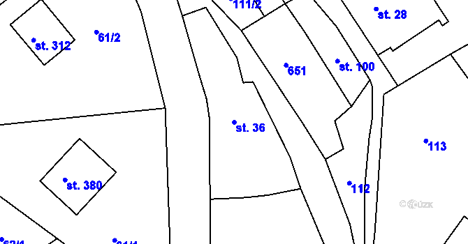 Parcela st. 36 v KÚ Slapy nad Vltavou, Katastrální mapa