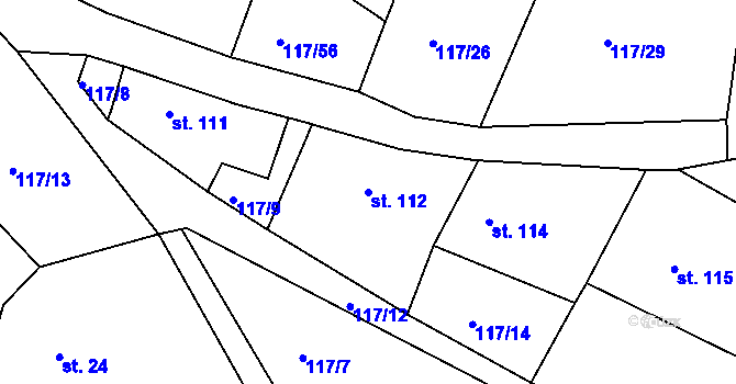 Parcela st. 112 v KÚ Slapy nad Vltavou, Katastrální mapa