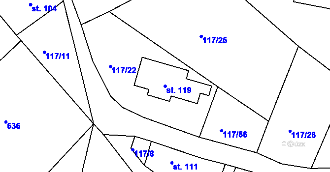 Parcela st. 119 v KÚ Slapy nad Vltavou, Katastrální mapa
