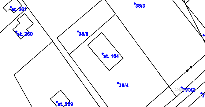 Parcela st. 164 v KÚ Slapy nad Vltavou, Katastrální mapa