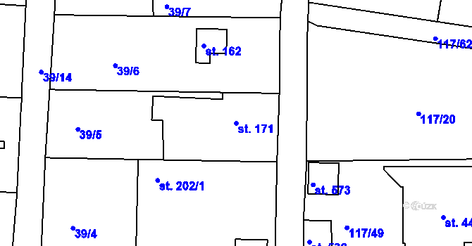 Parcela st. 171 v KÚ Slapy nad Vltavou, Katastrální mapa
