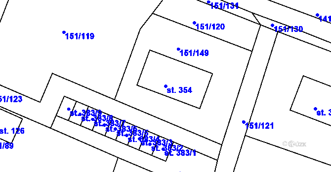 Parcela st. 354 v KÚ Slapy nad Vltavou, Katastrální mapa