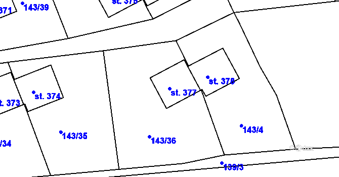 Parcela st. 377 v KÚ Slapy nad Vltavou, Katastrální mapa