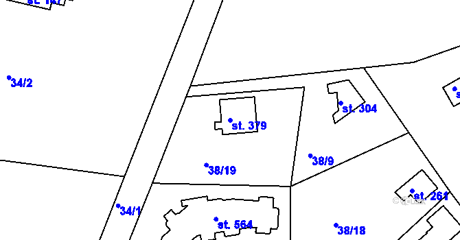 Parcela st. 379 v KÚ Slapy nad Vltavou, Katastrální mapa