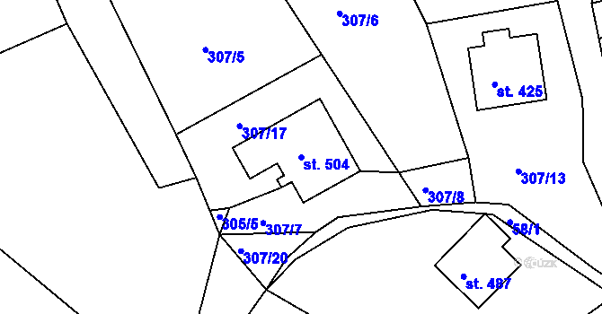Parcela st. 504 v KÚ Slapy nad Vltavou, Katastrální mapa