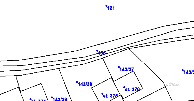 Parcela st. 135 v KÚ Slapy nad Vltavou, Katastrální mapa