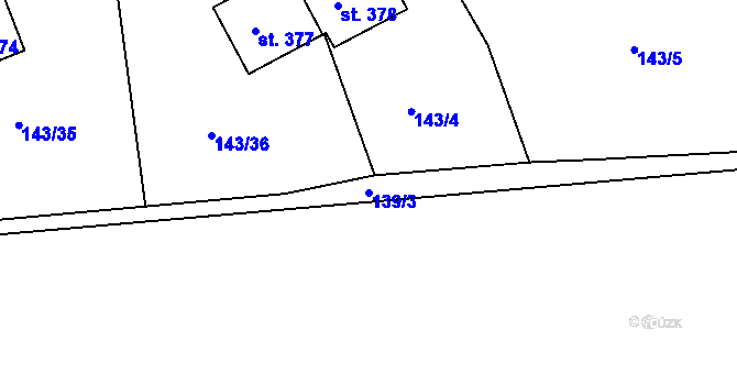 Parcela st. 139/3 v KÚ Slapy nad Vltavou, Katastrální mapa