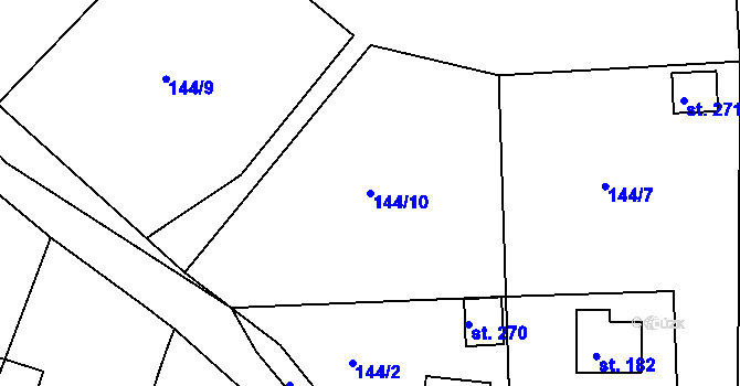 Parcela st. 144/10 v KÚ Slapy nad Vltavou, Katastrální mapa