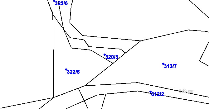 Parcela st. 320/3 v KÚ Slapy nad Vltavou, Katastrální mapa