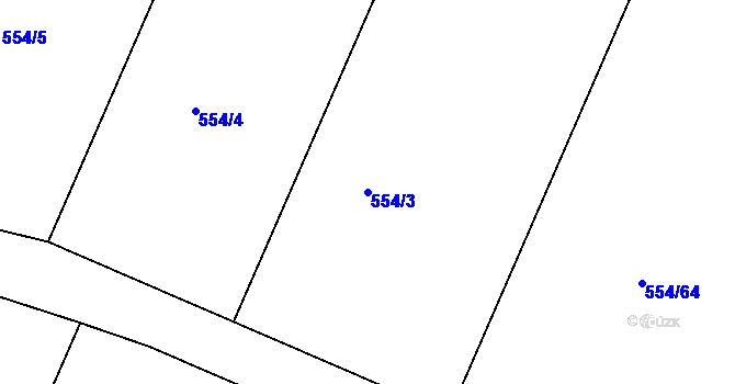 Parcela st. 554/3 v KÚ Slapy nad Vltavou, Katastrální mapa