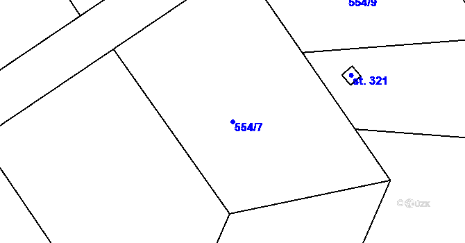 Parcela st. 554/7 v KÚ Slapy nad Vltavou, Katastrální mapa