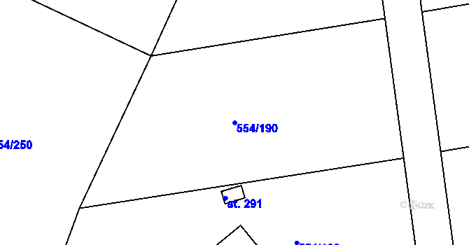 Parcela st. 554/190 v KÚ Slapy nad Vltavou, Katastrální mapa