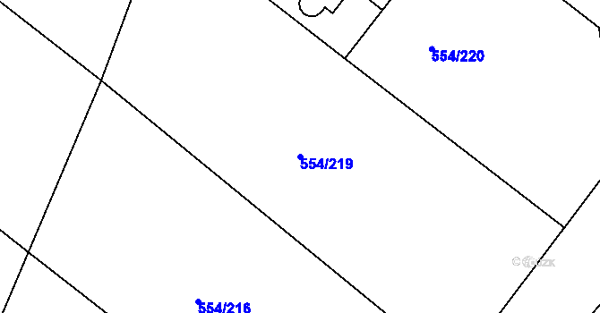 Parcela st. 554/219 v KÚ Slapy nad Vltavou, Katastrální mapa