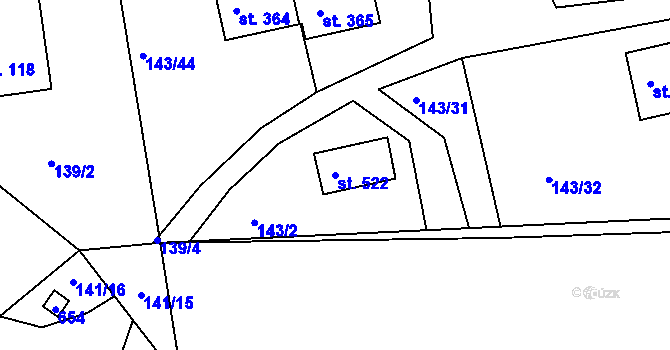Parcela st. 522 v KÚ Slapy nad Vltavou, Katastrální mapa