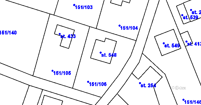 Parcela st. 548 v KÚ Slapy nad Vltavou, Katastrální mapa