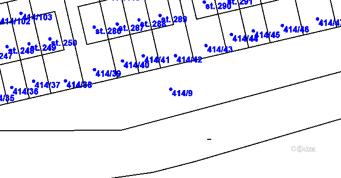 Parcela st. 414/9 v KÚ Slatina u Velvar, Katastrální mapa