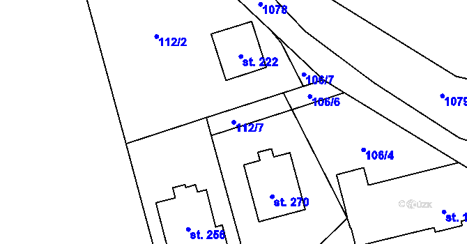 Parcela st. 112/7 v KÚ Slatina u Velvar, Katastrální mapa