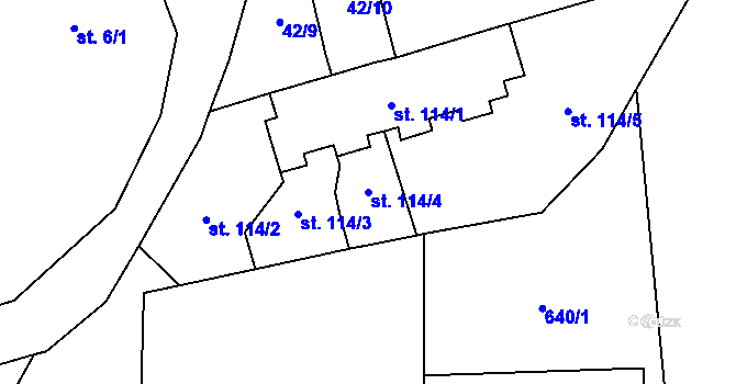 Parcela st. 114/4 v KÚ Slatina u Velvar, Katastrální mapa