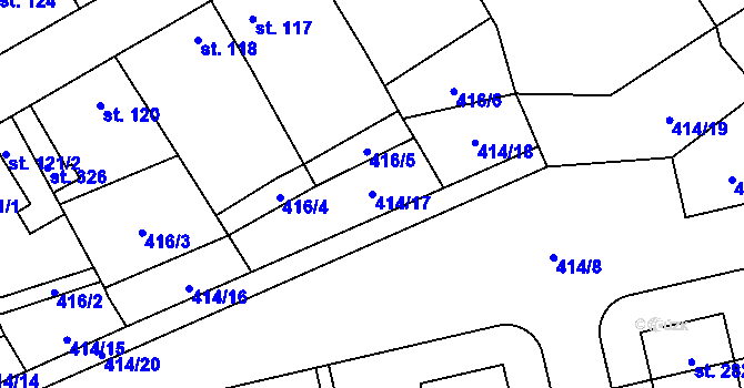 Parcela st. 414/17 v KÚ Slatina u Velvar, Katastrální mapa