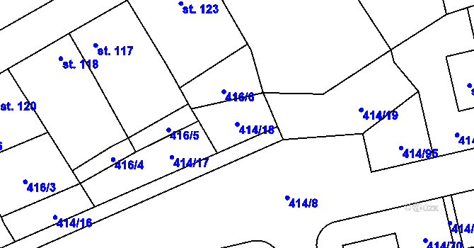 Parcela st. 414/18 v KÚ Slatina u Velvar, Katastrální mapa