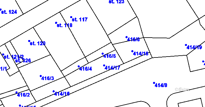 Parcela st. 416/5 v KÚ Slatina u Velvar, Katastrální mapa
