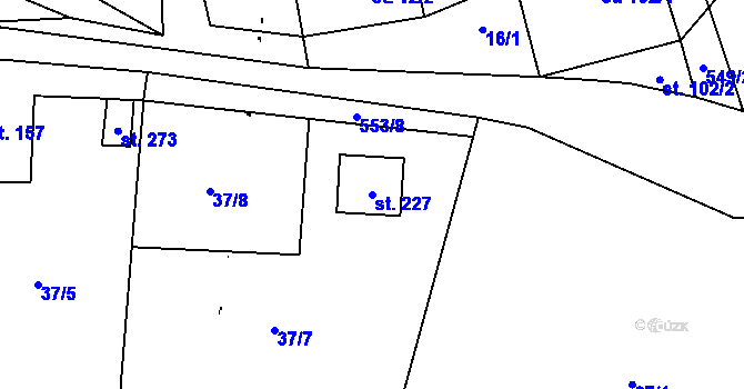 Parcela st. 227 v KÚ Slatina u Velvar, Katastrální mapa