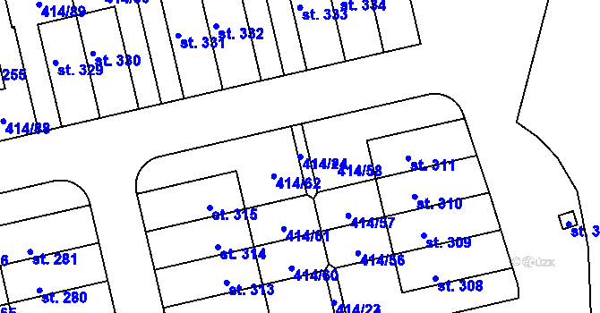 Parcela st. 414/24 v KÚ Slatina u Velvar, Katastrální mapa