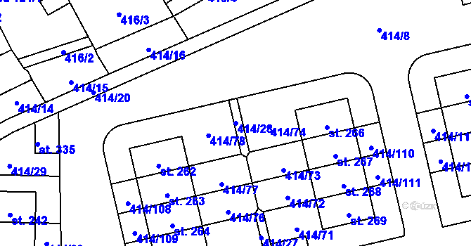 Parcela st. 414/28 v KÚ Slatina u Velvar, Katastrální mapa