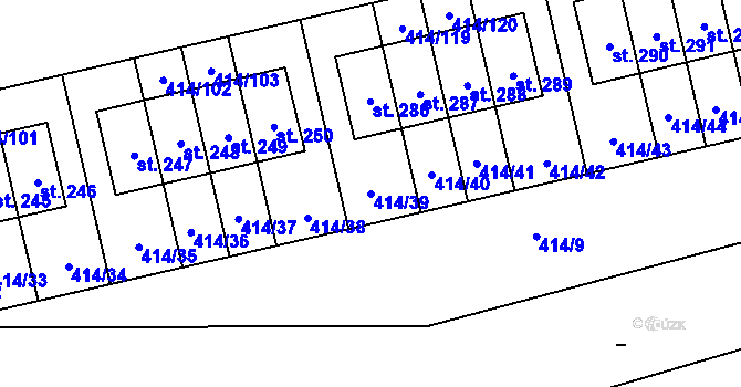 Parcela st. 414/39 v KÚ Slatina u Velvar, Katastrální mapa