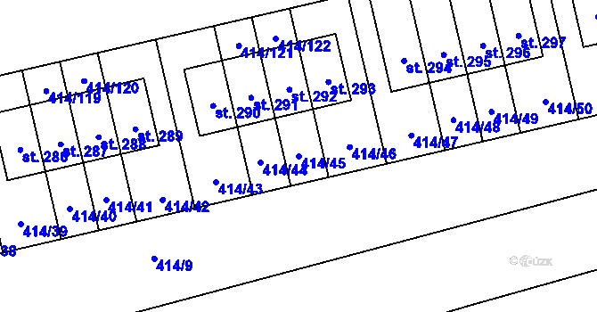 Parcela st. 414/45 v KÚ Slatina u Velvar, Katastrální mapa