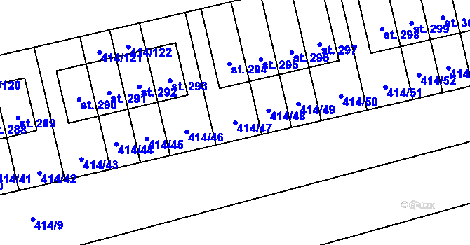 Parcela st. 414/47 v KÚ Slatina u Velvar, Katastrální mapa