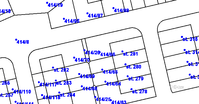 Parcela st. 414/66 v KÚ Slatina u Velvar, Katastrální mapa