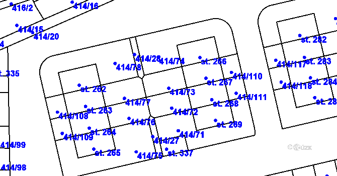 Parcela st. 414/73 v KÚ Slatina u Velvar, Katastrální mapa